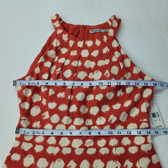 Eliza J Dress Womens 6 Red Print Fit & Flare Pockets Sleeveless Back Zip Lined - Picture 13 of 16